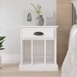 Berkfield Home Bedside Cabinet High Gloss White 43x36x50 cm - Size: 43 x 36 x 50 cm - thumbnail 2