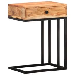 Berkfield Home U-Shaped Side Table 45x30x61cm Solid Acacia Wood in Brown - Size: 45 x 30 x 61 cm - thumbnail 2