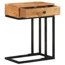 Berkfield Home U-Shaped Side Table 45x30x61cm Solid Acacia Wood in Brown - Size: 45 x 30 x 61 cm - thumbnail 3