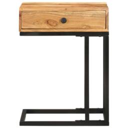 Berkfield Home U-Shaped Side Table 45x30x61cm Solid Acacia Wood in Brown - Size: 45 x 30 x 61 cm - thumbnail 1