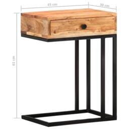 Berkfield Home U-Shaped Side Table 45x30x61cm Solid Acacia Wood in Brown - Size: 45 x 30 x 61 cm - thumbnail 9