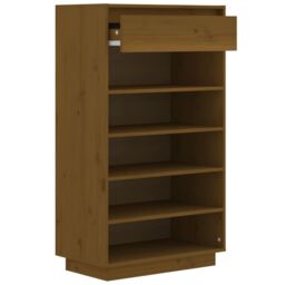 Berkfield Home Shoe Cabinet Honey Brown 60x34x105 cm Solid Wood Pine - Size: 60 x 34 x 105 cm - thumbnail 6