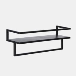 OHS Towel Rail Bathroom Shelf Space Saving Storage Unit Wall Mounted in Black - thumbnail 5