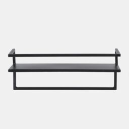 OHS Towel Rail Bathroom Shelf Space Saving Storage Unit Wall Mounted in Black - thumbnail 4