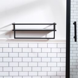 OHS Towel Rail Bathroom Shelf Space Saving Storage Unit Wall Mounted in Black - thumbnail 3