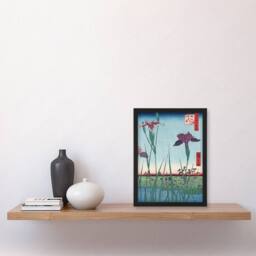 Artery8 Utagawa Hiroshige Framed Wall Art Print Horikiri Iris Garden 1857 in Green - Size: A4 - thumbnail 2