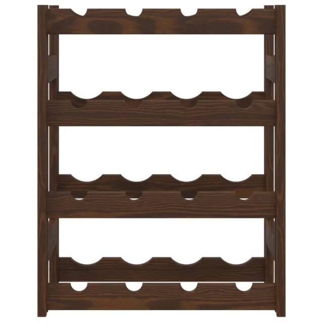 Berkfield Home Beautiful Wine Rack for 16 Bottles Brown Solid Wood Pine