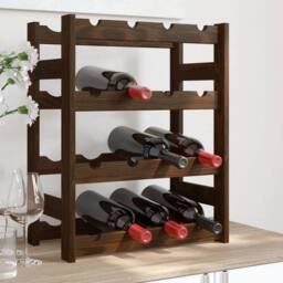 Berkfield Home Beautiful Wine Rack for 16 Bottles Brown Solid Wood Pine - thumbnail 2
