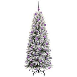 Berkfield Home Green Artificial Christmas Tree with 300 LEDs White 73 x 73 x 180 cm - thumbnail 1