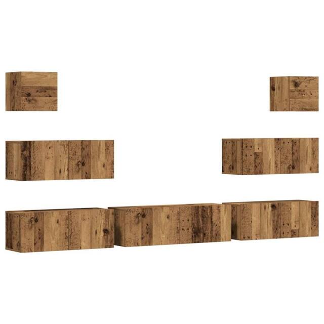 Berkfield Home 7 Piece TV Cabinet Set Wall-mounted Old Wood Engineered Wood in Brown - image 1
