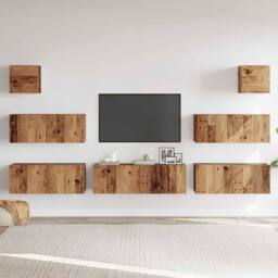 Berkfield Home 7 Piece TV Cabinet Set Wall-mounted Old Wood Engineered Wood in Brown - thumbnail 3