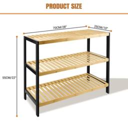 SPETLEK 3 Tier Natural Bamboo Shoe Rack Stand Shelf Organiser - thumbnail 2