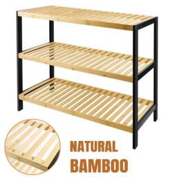 SPETLEK 3 Tier Natural Bamboo Shoe Rack Stand Shelf Organiser - thumbnail 3