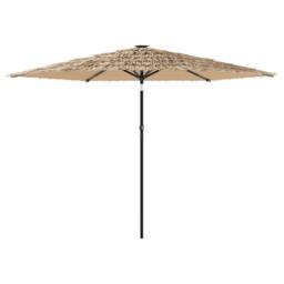 Berkfield Home Comfortable Garden Parasol with LEDs & Steel Pole Brown 288x288 in Tan - thumbnail 3