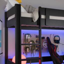 Nöa and Nani Storm Gaming Station High Sleeper Cabin Bed in Black - Size: Single - thumbnail 6