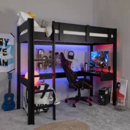 Nöa and Nani Storm Gaming Station High Sleeper Cabin Bed in Black - Size: Single - thumbnail 1