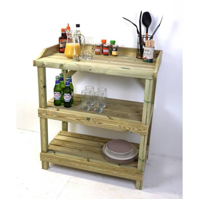 Churnet Valley Garden Furniture Ltd BBQ Prep Outdoor Table - L49 x W84 x H95 cm - Partially Assembled in Light Tan - image 1