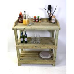 Churnet Valley Garden Furniture Ltd BBQ Prep Outdoor Table - L49 x W84 x H95 cm - Partially Assembled in Light Tan - thumbnail 2