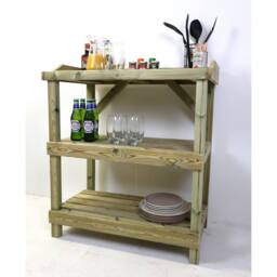 Churnet Valley Garden Furniture Ltd BBQ Prep Outdoor Table - L49 x W84 x H95 cm - Partially Assembled in Light Tan - thumbnail 3