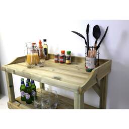 Churnet Valley Garden Furniture Ltd BBQ Prep Outdoor Table - L49 x W84 x H95 cm - Partially Assembled in Light Tan - thumbnail 5