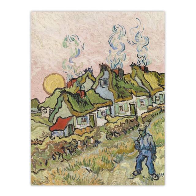 "Artery8 Houses & Figure Painting Van Gogh Vintage Wall Art Print Poster - Size: W12"" x H16""" - image 1