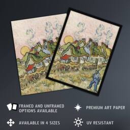 "Artery8 Houses & Figure Painting Van Gogh Vintage Wall Art Print Poster - Size: W12"" x H16""" - thumbnail 2