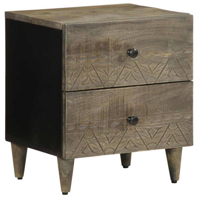 Berkfield Home Bedside Cabinets 2 pcs Light Grey 40x33x46 cm Solid Wood Mango - Size: 40 x 33 x 46 cm - image 1