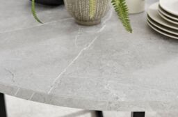 FurnitureboxUK Adley Grey Concrete Effect & Black Round Dining Table with Shelf & 4 Velvet Pesaro Dining Chairs in Mustard - thumbnail 3
