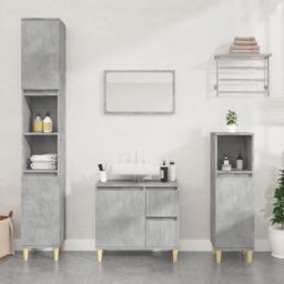 Berkfield Home Bathroom Cabinet Concrete Grey 65x33x60 cm Engineered Wood - Size: 65 x 33 x 60 cm - thumbnail 1