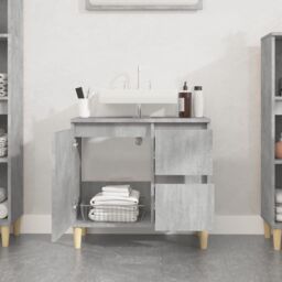 Berkfield Home Bathroom Cabinet Concrete Grey 65x33x60 cm Engineered Wood - Size: 65 x 33 x 60 cm - thumbnail 3