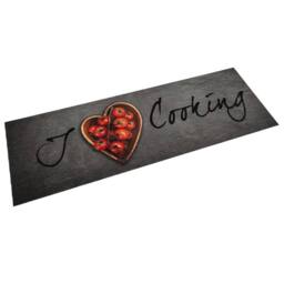 Berkfield Home Kitchen Rug Washable Cooking Text 60x180 cm Velvet in Grey - thumbnail 2