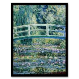 Artery8 Claude Monet Framed Wall Art Print Water Lilies & Japan Bridge in Green - Size: A4 - thumbnail 1