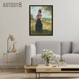 "Artery8 Young Woman in a Yellow Jacket Winslow Homer Framed Canvas Wall Art in Green - Size: W12"" x H16""" - thumbnail 3