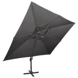 Berkfield Home Durable Cantilever Garden Parasol with Double Top Anthracite 400x in Charcoal - thumbnail 3