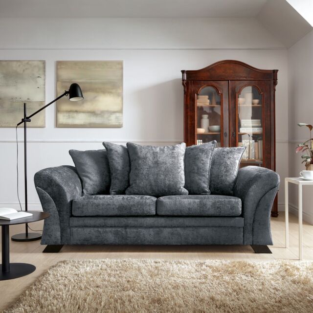 Abakus Direct Farrow Crushed Chenille 3 Seater Sofa in Dark Grey - image 1