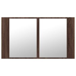 Berkfield Home LED Bathroom Mirror Cabinet Brown Oak 80x12x45 cm Acrylic - Size: 80 x 12 x 45 cm - thumbnail 7