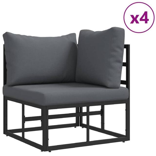 Berkfield Home Garden Sofa Set with Cushion with Pillow 10 pcs Black Aluminium - image 1