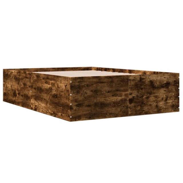 Berkfield Home Modern Bed Frame without Mattress Smoked Oak 120x190 cm Small Double in Brown - image 1