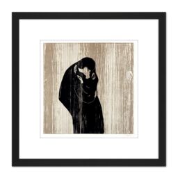 Artery8 Painting Edvard Munch Kiss IV Picture 8X8 Inch Square Wooden Framed Wall Art Print Picture with Mount in Black - thumbnail 1