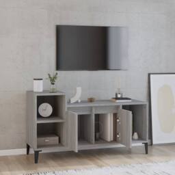 Berkfield Home TV Cabinet Grey Sonoma 100x35x55 cm Engineered Wood - Size: 100 x 35 x 55 cm - thumbnail 1