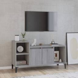 Berkfield Home TV Cabinet Grey Sonoma 100x35x55 cm Engineered Wood - Size: 100 x 35 x 55 cm - thumbnail 2