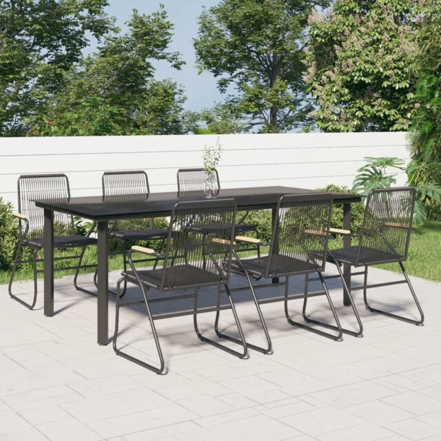 Berkfield Home 7 Piece Garden Dining Set Black PVC Rattan - image 1