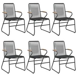 Berkfield Home 7 Piece Garden Dining Set Black PVC Rattan - thumbnail 4