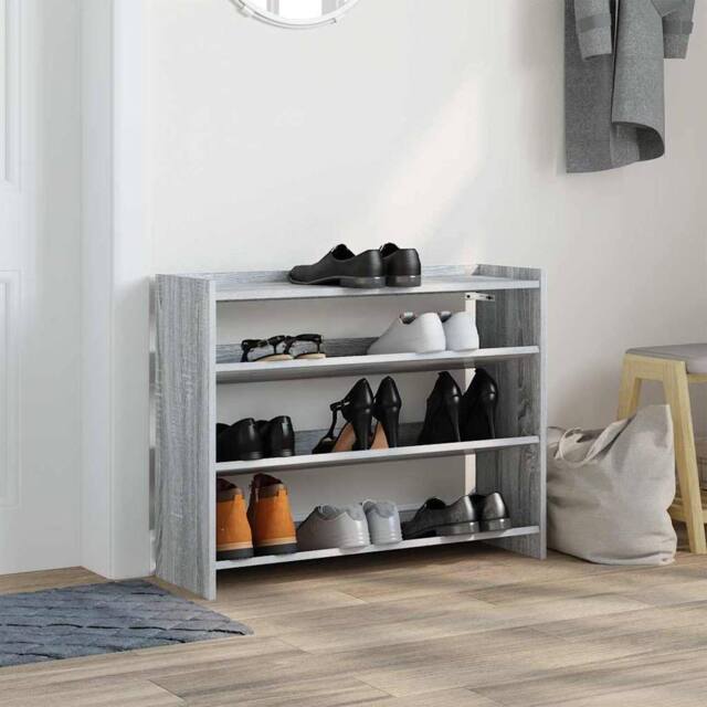 Berkfield Home Shoe Rack Grey Sonoma 80x25x62 cm Engineered Wood - Size: 80 x 25 x 62 cm - image 1