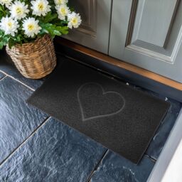 Nicoman Embossed PVC Spaghetti Pressed Heart Doormat in Black - Size: 45 cm x 75 cm - thumbnail 1