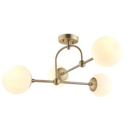 Netlighting 'COSENZA' Stylish Dimmable Indoor 4 Light Semi Flush Ceiling Pendant in Yellow - thumbnail 1