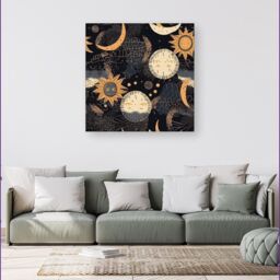 Warren Reed - Designer Gold Sun & Moon Canvas in Yellow - Size: w10 inch x h10 inch - thumbnail 4