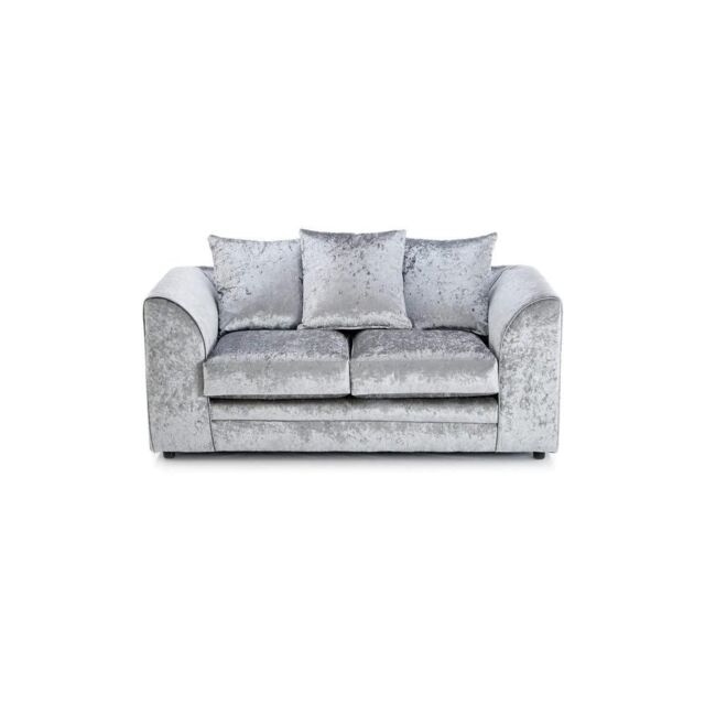 LUXURY LIFE Dylan Crushed Velvet Fabric 2 Seater Sofa in Silver - image 1