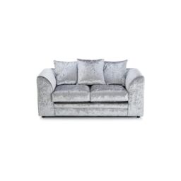 LUXURY LIFE Dylan Crushed Velvet Fabric 2 Seater Sofa in Silver