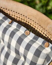 Dibor Set of 2 Grey Gingham Summer Outdoor Garden Chair Seat Pad Cushions W40 x L40cm - Size: 40 cm x 40 cm - thumbnail 4